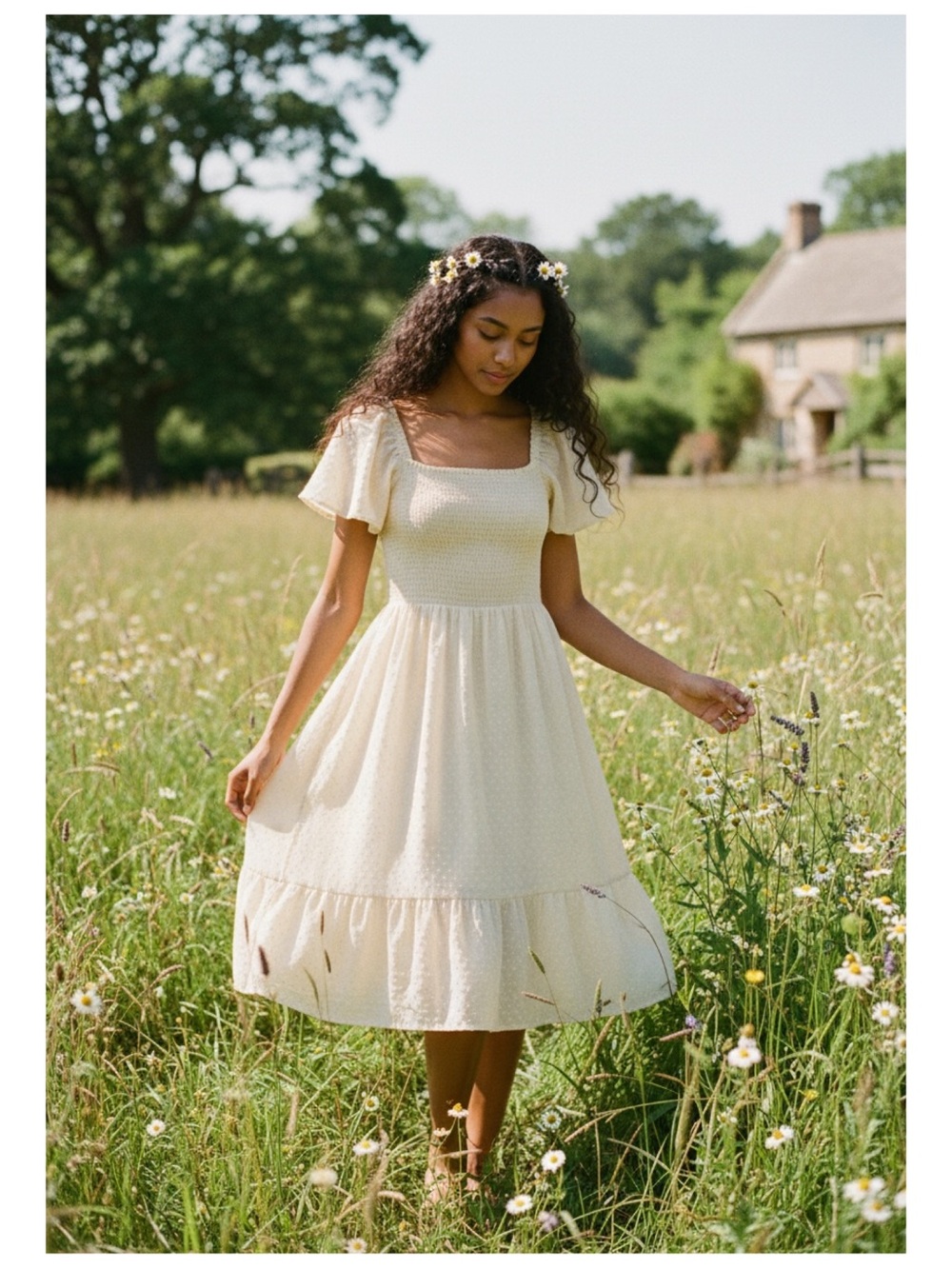 GAP Swiss Dot Midi Dress S Cream